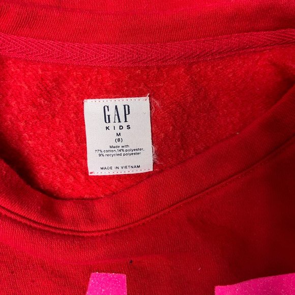 GAP KIDS Logo Crewneck Sweatshirt Pullover Medium 8 Red and Pink - Picture 6 of 7